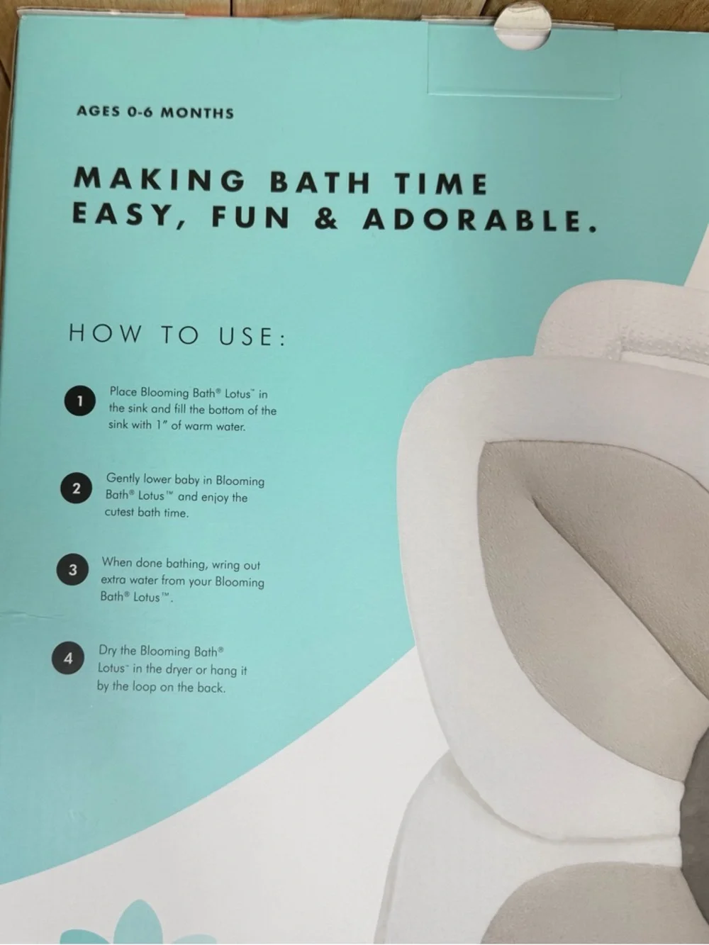 Blooming Bath Lotus 4 Petal Baby Bath For Sink Gray/Dark Gray Age 0-6 Months New